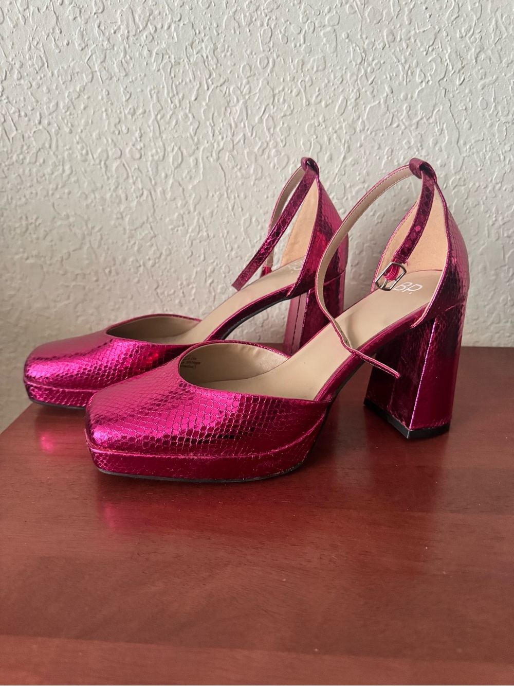 bp Metallic Fuchsia Platform Block Heel Pumps